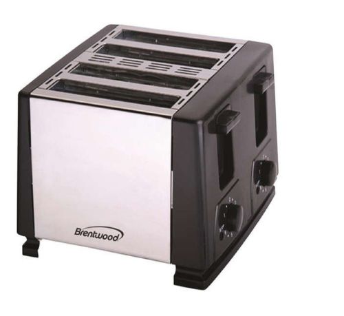 Brentwood TS-284 4 Slice Stainless Steel Toaster Black Stainless Auto Shut Off