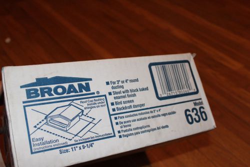 NEW BROAN NUTONE 636 ROOF VENT CAP DAMPER 3&#034; OR 4&#034; ROUND PIPE DUCT VENTED BLACK