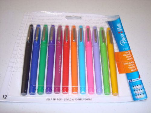 Paper mate flair felt tip pens, medium point, assorted, 12 pack for sale