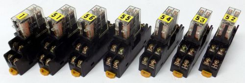 SEVEN OMRON G2R-2-SN 24 VDC PLUG-IN STYLE RELAY WITH MAX 5A 250V BASE PLUG
