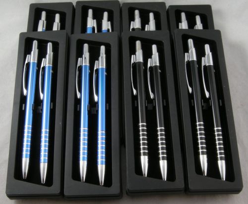 8 Brand New Executive Ballpoint Pen &amp; .7mm Pencil Sets - 2 Colors - Blue &amp; Black