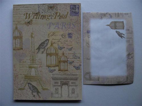 Stationery Set New Writing Note Pad Paper &amp; Matching Envelopes, Paris Design