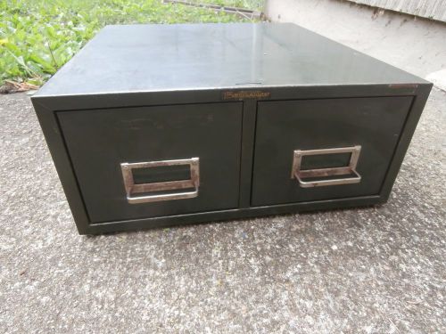 VINTAGE INDUSTRIAL STEELMASTER TWO DRAWER CARD CABINET ARMY GREEN NEW YORK USA