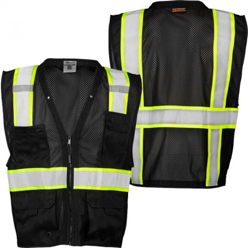 ML KISHIGO B100 Safety Vest, Black with lime yellow and silver reflective 4X-5X
