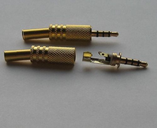 FROM US , 2 METAL AV Stereo Male 4Pole 1/8 3.5mm Gold Jack Plug Audio connector
