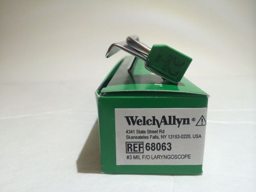 New Welch Allyn Laryngoscope Fiber-Optic Miller Blade Size 3 Item# 68063