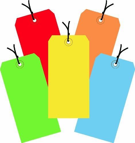 Aviditi G20002 Assorted Color 13 Point Shipping Tags Pre-Strung, 4 3/4&#034; x 2 3/8&#034;