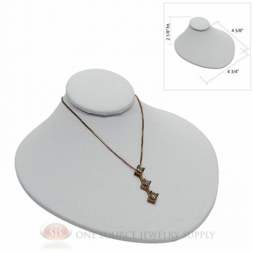 White leather lay-down pendant necklace neckform jewelry bust 4 3/4&#034;w x 4 5/8&#034;d for sale