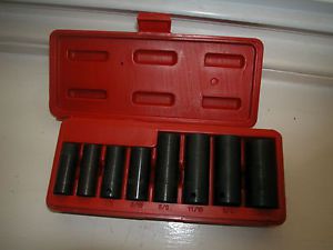 GRIP 8 Piece Socket Set Mechanic Tools New Old Stock With Carrying Case