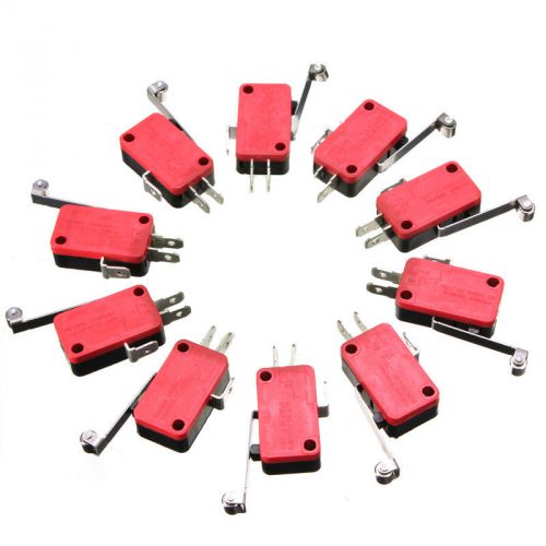 10pcs Roller Lever Arm Micro Limit Switches Long Hinge AC 250V 15A HV-156-1C25