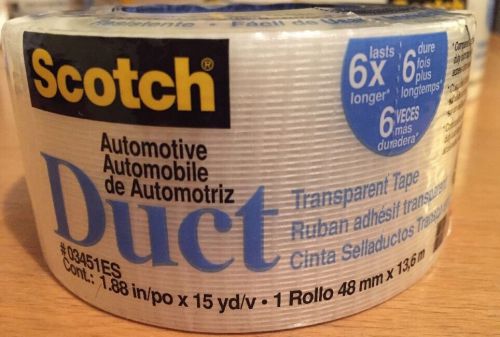 GENUINE Scotch Automotive Transparent Duct Tape 03451 Clear 1.88&#034;x15 yd NEW