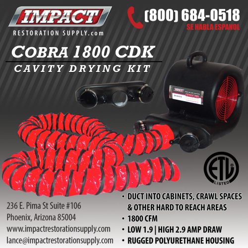 Carpet dryer | cobra 1800 cavity drying system | impact restoration supply for sale