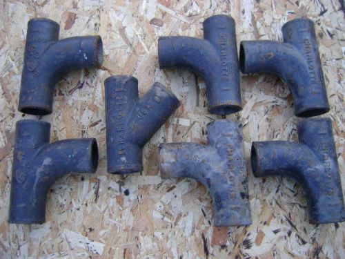 6 Charlotte NH 28 2in Tee Cast Iron No Hub &amp; One NH 20 Wye Fitting Lot of 7