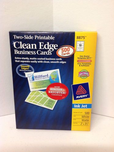 2,000 Avery 8875 CLEAN EDGE Business Cards InkJet Print 2 Side Matte White Paper