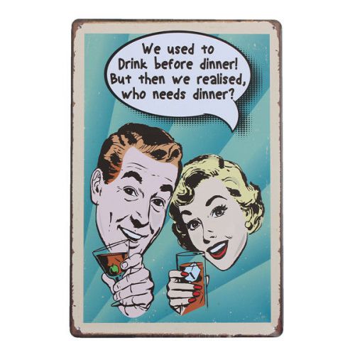 Drink Retro Metal Plaque Painting Drawing Pub Cafe Poster Tin Sign Wall Decor