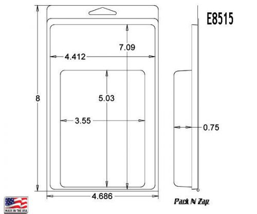 E8515: 250- 8&#034;H x 4.7&#034;W x 0.8&#034;D Clamshell Packaging Clear Plastic Blister Pack