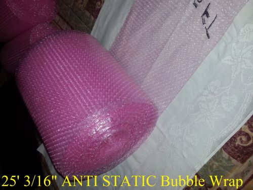 25FT PINK Anti-Static Bubble Wrap/Roll! SMALL Bubble! Perforated! 3/16&#034; LOT2500