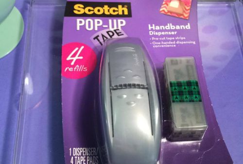 3M Scotch Pop-Up Tape Handband Dispenser 96-G-4 .75 in x 2 in w/4 Pre-Cut Refill