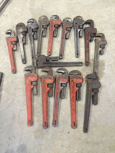 Lot of 15 RIDGID Heavy Duty Pipe Wrenches 14&#034; 12&#034; &amp; 10&#034; Rigid Monkey Vtg