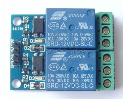 10pcs 12v 10a two channel relay module optocoupler pic avr dsp arm arduino for sale