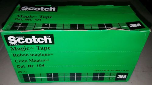 NEW Sealed Box 24 Rolls Scotch Magic Tape 1/2 x 450 Inches Each