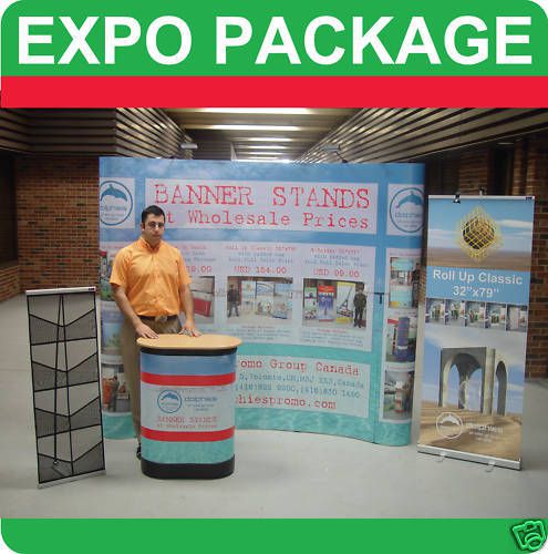 Trade Show PACKAGE Pop Up Booth + Retractactable Banner Stand + FULL GRAPHICS