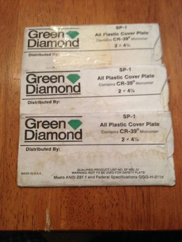 LOT OF 3 GREEN DIAMOND PLASTIC CLEAR WELDING GOGGLES, HELMETS 2 x 4 1/4 CR-39