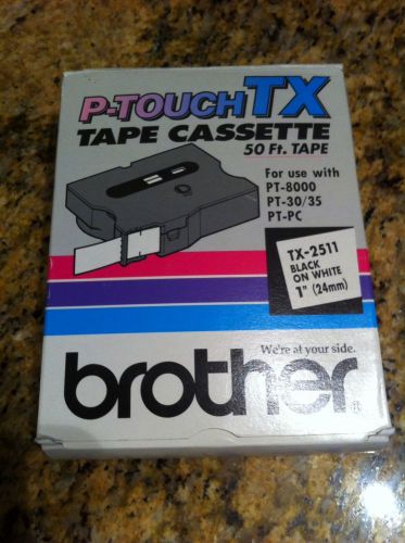 Brother P-Touch TX-2511 Tape Cassette 50&#039; x 1&#034; Black On White