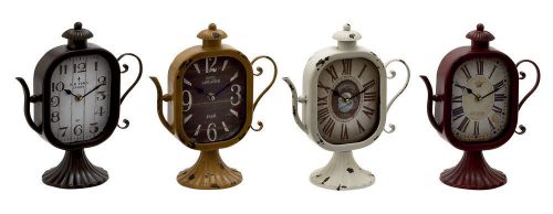 Benzara 92236 Captivating &amp; Unique Styled Metal Table Clock 4 Assorted NEW