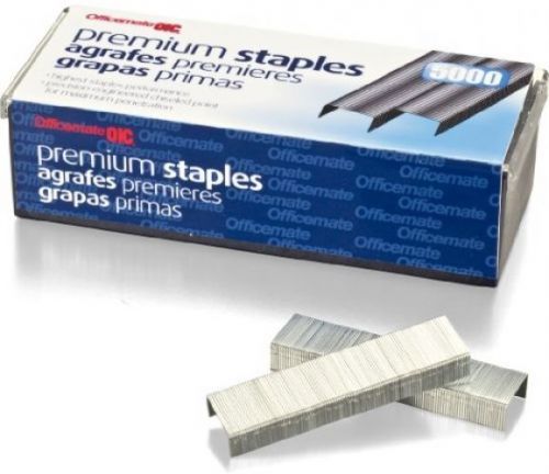 OfficemateOIC Premium Staples, Half Strip, 25 Sheet Capacity, 5000 Per Box