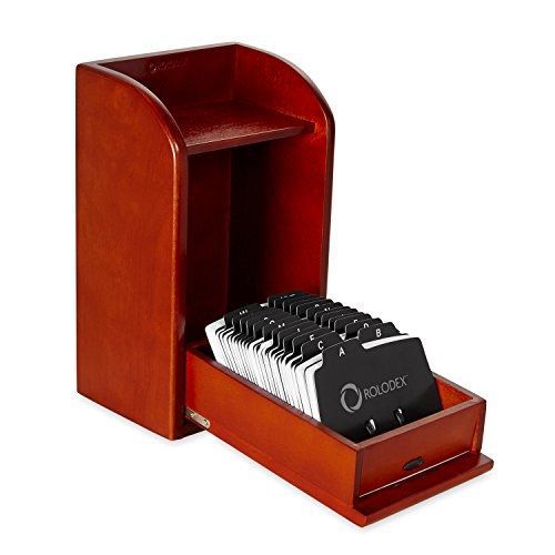 Rolodex Wood Tones Collection Photo Frame Business Card File, 300-Card, Mahogany