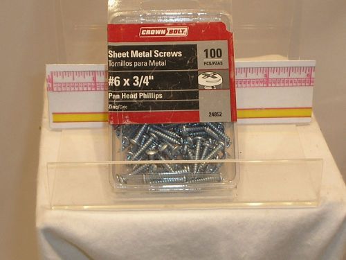 Crown bolt #6 x3/4 inch pan head phillips package of 100 for sale
