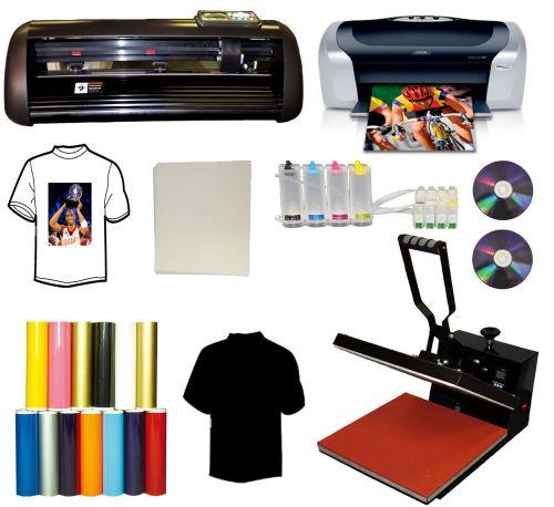 13&#034; metal pu vinyl cutter plotter,15x15 heat press,printer,cartridges,vinyl,sign for sale