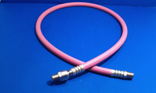 USA Made Continental Red Rubber 1/4&#034; 6 Foot Pigtail Air Hose Whip w/ Ball Swivel