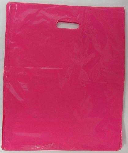 200 Qty. 15&#034; x 18&#034; x 4&#034; Pink Glossy Low Density Merchandise Retail Shopping Bags