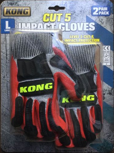 Kong size l cut 5 nitril knit impact protection gloves, kkc5-04-l, 2 pair pack, for sale