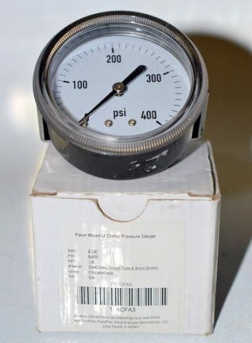 Panel mount u clamp pressure gauge, 2 1/2&#034;, psi 0-400, npt 1/4&#034;, lense polycarbo for sale