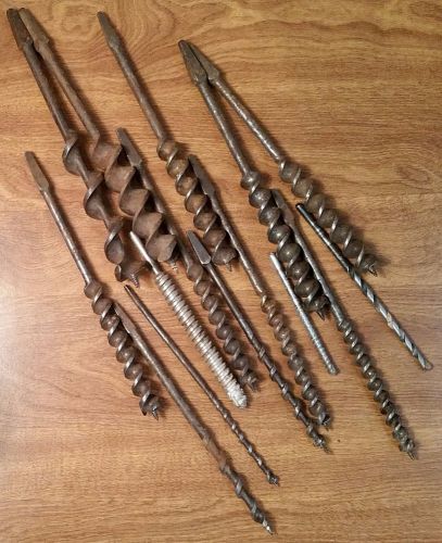 Lot of Vintage Large Heavy Drill Bits