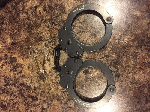 Peerless Handcuffs 4711 Black Oxide Chain Link 700BP 701C with 2 Keys