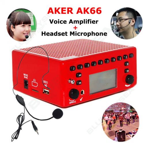 Aker AK66 Portable Voice Amplifier Booster W/ Headset Microphone MP3 Speaker Red