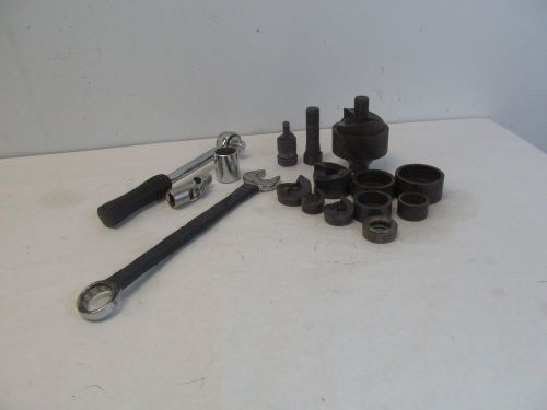 Green lee electrical punch set knock out 1/2&#034; drive ratchet, 1/2&#034; to 2&#034; dies for sale