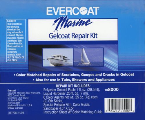 Evercoat Fiberglass Gelcoat Paint Scratch Repair Kit 108000 for Boat Tub Pool