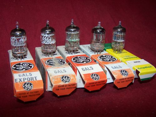 LOT 6 Vintage GE General Electric~Amperex 6AL5  NOS vacuum tubes