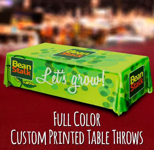 8&#039; Ft Table Cover Trade Event Show Custom Printed Full Color 3 Sided