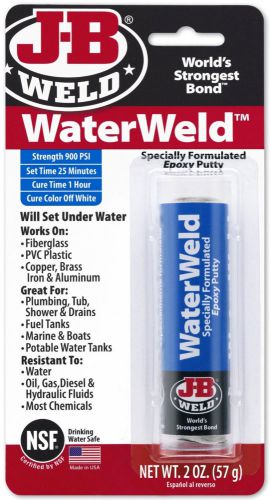 J-B Weld WaterWeld Specially Formulated Epoxy Putty Sets Under Water 900 psi