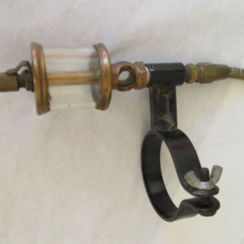 Vintage lunkenheimer no. 1 1/2 hit &amp; miss brass &amp; glass oiler with clamp for sale