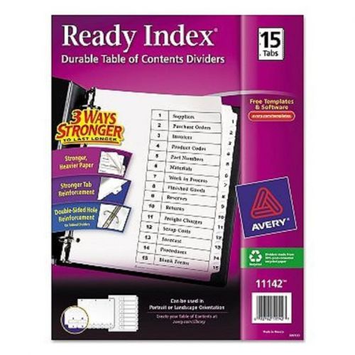 Avery Ready Index Classic Tab Titles Black/White 1-15 Tabs Stronger Tabs