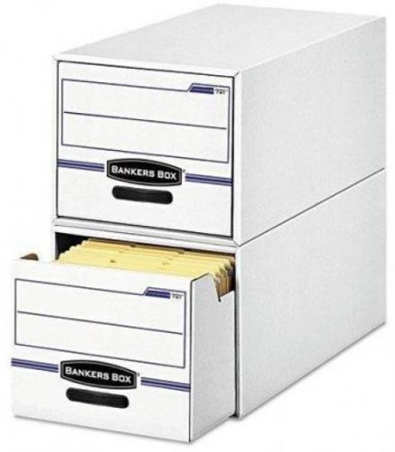 Bankers Box Storage File Drawer Storage Box, Letter, White/Blue, 6/Carton