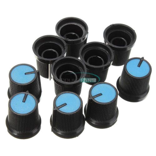 10PCS 15x15mm Control Rotary Knob Cap Blue Face for Potentiometer 6mm Hole
