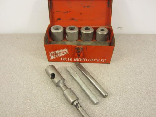MILWAUKEE TOOTH ANCHOR CHUCK KIT    COMPLETE    7 PIECES PLUS METAL BOX